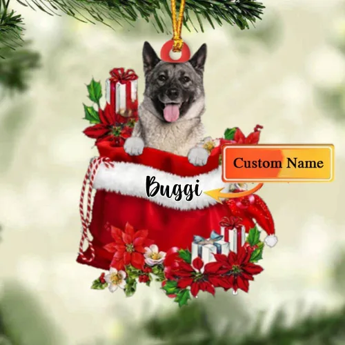 Miniatura 46 de Perro Akita Inu personalizado en bolsa de regalo, adorno de Navidad, nombre personalizado, regalo para amantes de los perros, familia, Navidad