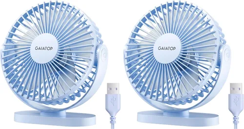 Miniatura 11 de Gaiatop Ventilador de escritorio USB, 5.5 pulgadas, pequeño, silencioso, potente, 3 velocidades, rotación de 90°, mini ventiladores de mesa de Azul