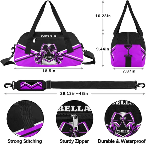 Miniatura 3 de Bolsa de animadora personalizada para niña, bolsa de gimnasio personalizada, bolsa de lona deportiva, bolsa de viaje para animadora, color negro