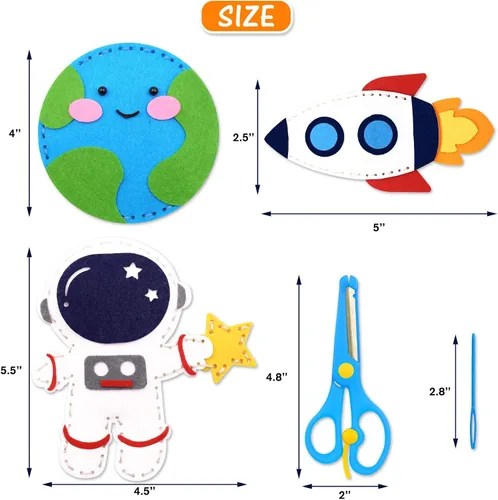 Miniatura 2 de CiyvoLyeen Kit de costura espacial para niños, sistema solar, actividades de bricolaje para niños, suministros de manualidades de fieltro para 7, 8