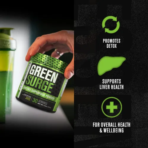 Miniatura 3 de Jacked Factory Green Surge Green Superfood - Bebida verde apta para dieta cetogénica con espirulina, hierba de trigo y cebada, verduras orgánicas