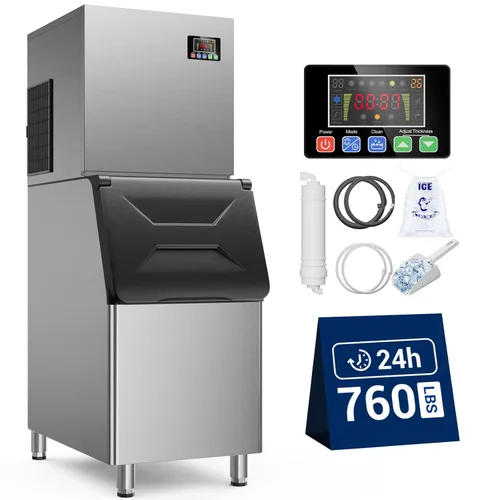 Miniatura 9 de Máquina de hielo comercial de 550 libras/24 horas, 132 cubitos de hielo listos en 5-15 minutos con contenedor de almacenamiento de 400 libras