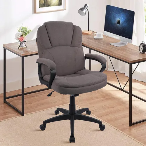 Miniatura 8 de CLATINA Silla de oficina de tela marrón, silla de escritorio cubierta de tela, sillas giratorias de altura ajustable, silla ejecutiva ergonómica