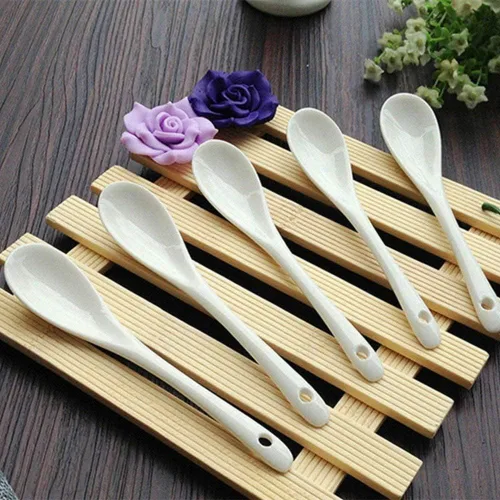Miniatura 8 de Misaso Cucharas de huevo de porcelana blanca, cucharas de cerámica, cuchara de café, cuchara de postre cuchara de servir