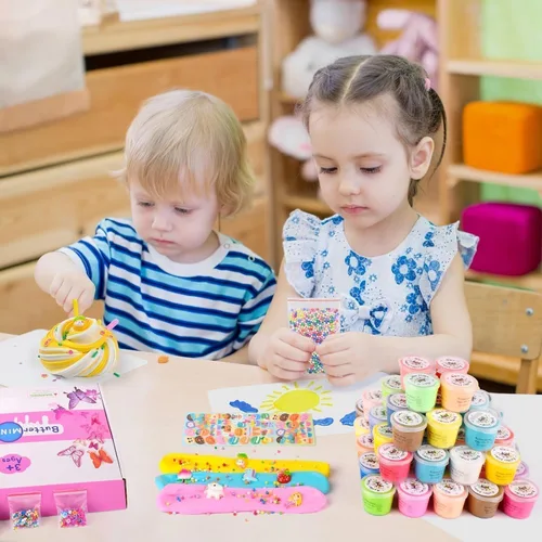 Miniatura 6 de Kit de slime de mantequilla, paquete de 68 mini regalos de fiesta para niñas y niños, suministros perfumados de limo a granel y niños, juguete