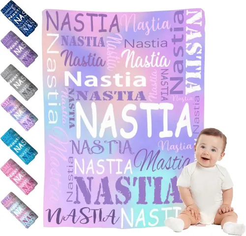 Miniatura 14 de Mantas de bebé personalizadas para niño y niña, manta de bebé personalizada con nombre para niños y adultos, mantas suaves personalizadas