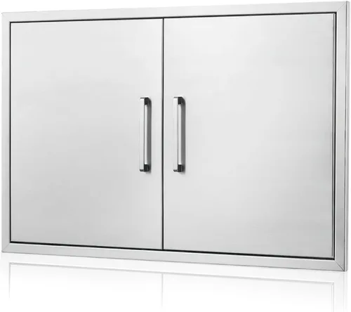 Miniatura 8 de Puerta de cocina para exteriores, 18 pulgadas de ancho x 21 pulgadas de alto, panel de puerta de doble pared de acero inoxidable, parrilla de una