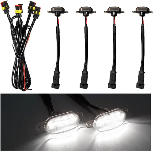 Miniatura 10 de Dickno 3 piezas de luces de rejilla de coche, brillantes luces LED de rejilla ámbar con arnés de cableado, lámparas impermeables de moldura