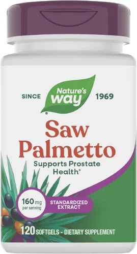 Nature's Way Extracto estandarizado de Saw Palmetto, apoyo para la salud de la próstata para hombres*, 160 mg por porción, 120 cápsulas blandas (el