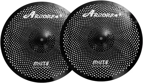 Miniatura 3 de Arborea Paquete de Platillos de Bajo Volumen 8 piezas Negros para Práctica Silenciosa para Set de Tambores 10"/12" Splash/14" HiHats/16" Crash/18