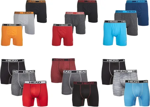 HEAD Calzoncillos tipo bóxer de rendimiento para hombre, paquete de 6 unidades, ropa interior elástica de colores misteriosos, transpirable, sin
