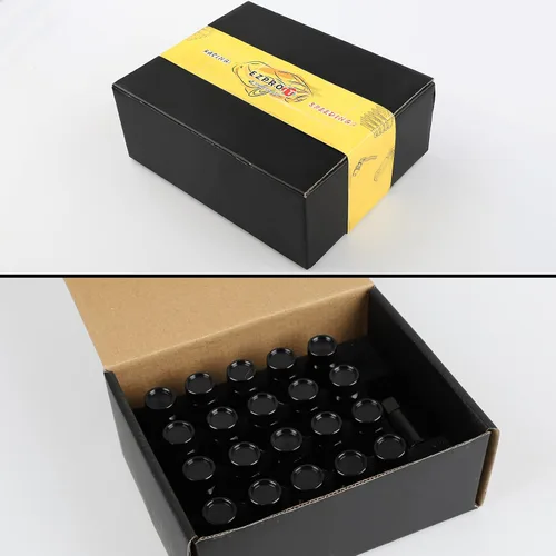 Miniatura 9 de 20 piezas de tuercas de llanta de extremo cerrado M12X1.5 para llantas de rueda + casquillo (negro)