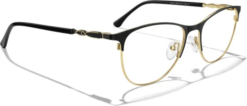 Miniatura 5 de Gafas de lectura de ojo de gato para mujer, estilo retro, para lecturas en computadora, con bisagras de resorte. Oro&negro-51