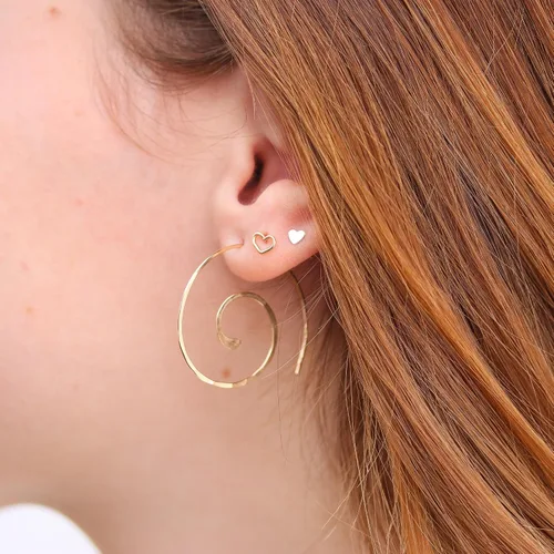 Miniatura 62 de Aretes de aro finos martillados, elegantes plata esterlina geométrica sólida, relleno de oro y relleno de oro rosa; para mujer por Lotus Stone