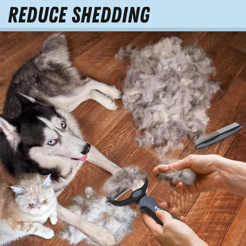 Miniatura 5 de Docrok Cepillo de Aseo para Mascotas y Peine de Metal Combo, Cepillo para Gatos Cepillo para Perros para Muda de Pelo, Rastrillo de Subpelo para Gris