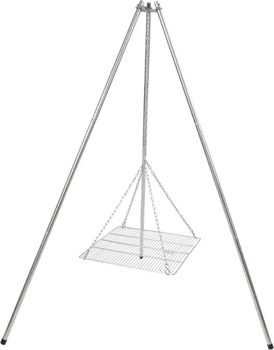 Parrilla Trípode para Fogata para Cocinar, Parrilla Trípode de Fuego para Acampar de Acero Inoxidable Duradera con Rejilla de Parrilla y Bolsa de