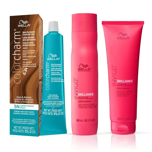 COLORCHARM - Tinte permanente para el cabello, tinte para el cabello para cobertura de canas, añade brillo, 2 onzas Paquete de protección de color