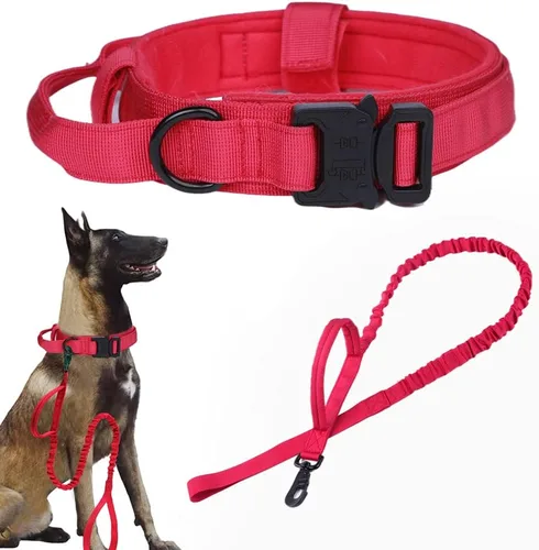 Miniatura 29 de Collar táctico para perro, ajustable, militar, de nailon, con asa de control y hebilla de metal resistente para perros medianos y grandes (negro, S)