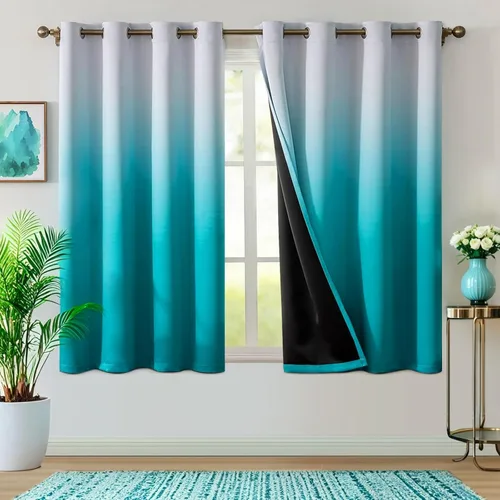 Miniatura 11 de WUBODTI Black Ombre Sheer Curtains 84 Inch Length 2 Panels - Gradient Grey White to Black Semi Sheer Curtains with Embroidery, Light Filtering