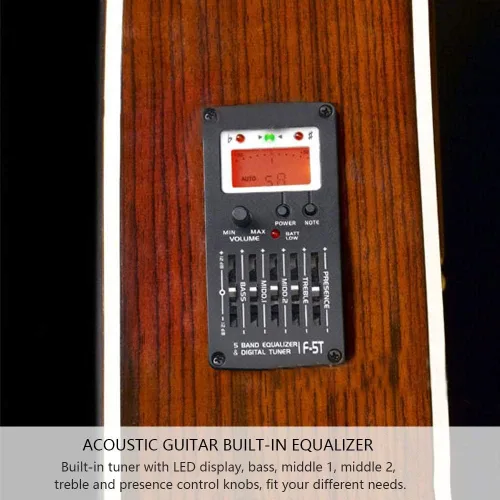 Miniatura 3 de Ecualizador de guitarra de 5 bandas, F-5T EQ ecualizador Pickup Tuner para guitarra acústica instrumento musical