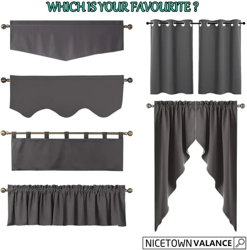 Miniatura 7 de NICETOWN Cenefas de Ventana Opacas con Aislamiento Térmico para Guardería - Paneles de Cortina con Bolsillo para Barra de Decoración del Hogar