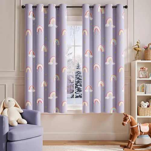 Miniatura 13 de jinchan Cortinas de Guardería 95% Blackout Rosa 63 Pulgadas de Largo Cortinas Florales para Habitación de Niñas, Cortinas de Estilo Granja para Sala