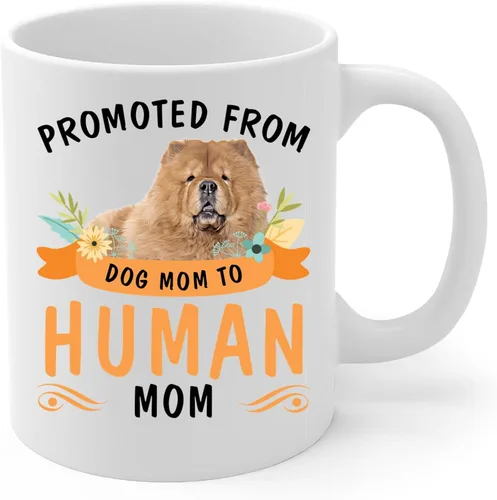 Miniatura 2 de Promoted from Fawn Chow Chow Dog Mom to Human Mom Coffee Mug White Ceramic Cup 11oz