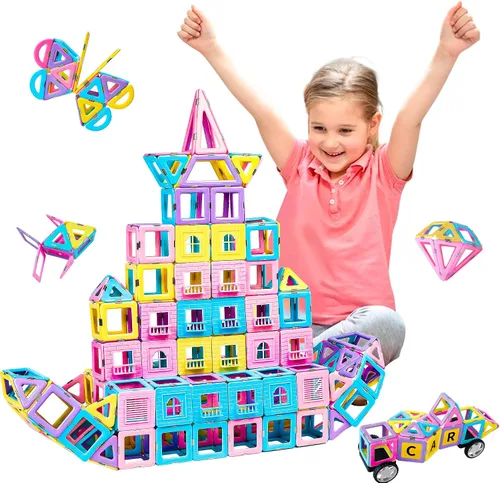 Miniatura 9 de MAGBLOCK Juego de Bloques de Construcción Magnéticos, Juguetes de Azulejos Magnéticos Mejorados para Niñas de 3 4 5 6 7 8+ Años, 103 piezas Juguetes