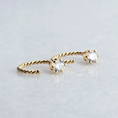 Miniatura 75 de Half Huggie Birthstone Gold Hoop Earrings for Women Tiny Cartilage Stud Piercing Earring Hypoallergenic Earring Screw Back Dainty Hug
