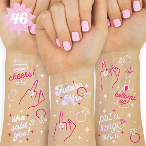 xo, Fetti Tatuajes de dedo en anillo de novia – estilos de aluminio | Decoración de despedida de soltera, regalo de dama de honor, regalo de novia +
