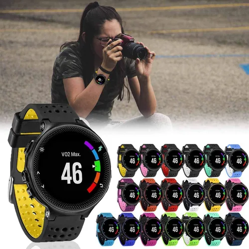 Miniatura 7 de GVangel - Correa compatible con reloj inteligente Garmin Forerunner 235, correa de silicona suave de repuesto para 220/230/235/620/630/735XT/235