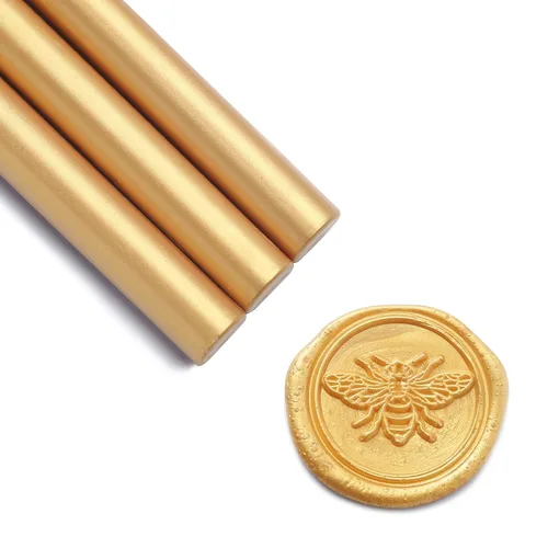 Miniatura 19 de UNIQOOO - Barras de cera mini para pistola de pegamento para sello de cera – Oro metálico prosecco, ideal para invitaciones de boda, tarjetas