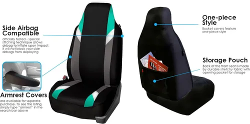 Miniatura 48 de FH Group Juego de fundas de tela para asiento delantero de automóvil para asientos de cubo, ajuste universal, compatible con bolsa de aire, fundas