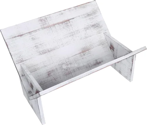 Miniatura 6 de MyGift - Estantería de madera rústica inclinada, Madera, blanco (whitewashed)