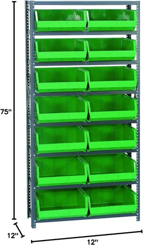 Miniatura 96 de Quantum QSBU-245BK Heavy Duty Shelving Unit with (7) Shelves and (24) QUS245 Black Bins for Garage Warehouse Storage Distribution 400 lb Load