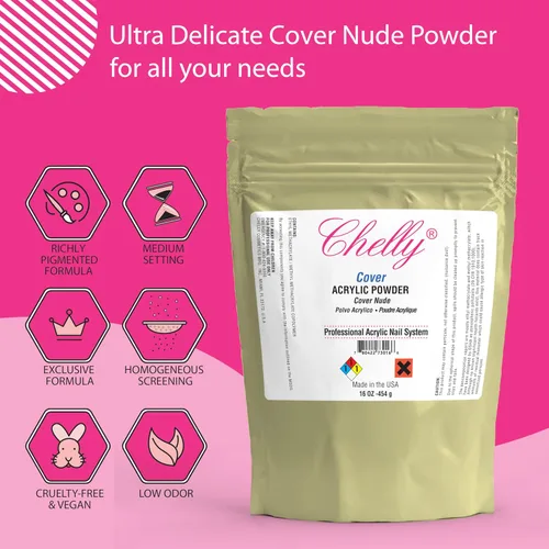 Miniatura 2 de Chelly Superior Sculpting COVER - Polvo acrílico profesional para uñas, sistema de uñas acrílicas, beige, rosa, piel, 16 onzas, 16.01 oz