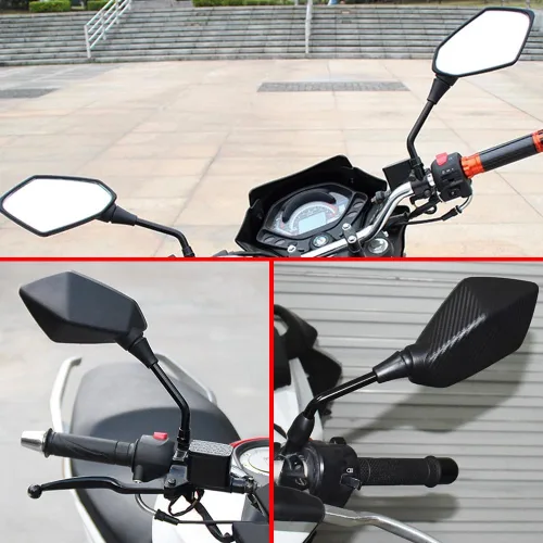 Miniatura 4 de KaftKO Espejos de motocicleta, para Y-AMAHA MT125 MT01 MT03 MT25 YBR-125 YZF-R15 XT660 Espejo lateral para manillar de motocicleta, 0.315 in, 0.394