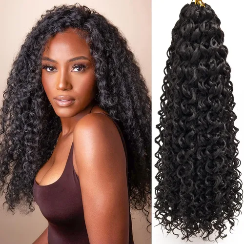 Miniatura 37 de QRHSUKA - Mechones rizados con ganchillo GoGo, cabello ondulado con ganchillo de agua para mujeres, sintético gris, trenzado bohemio, trenza de onda
