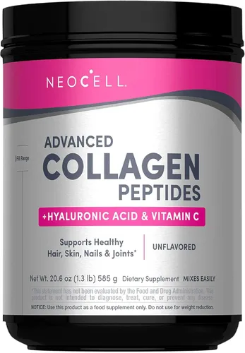 NeoCell Súper Colágeno en Polvo, Colágeno Plus incluye Vitamina C y Ácido Hialurónico, Promueve el Cabello Saludable, la Piel Hermosa y el Soporte