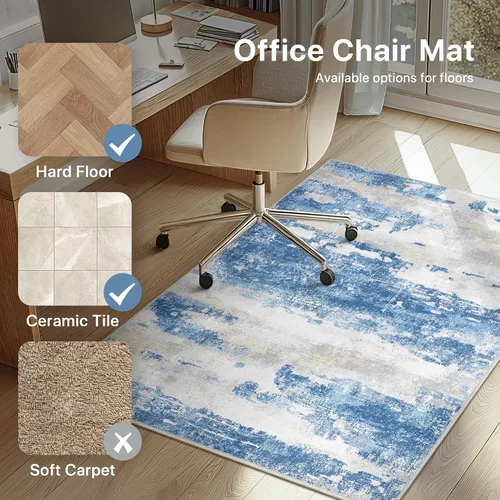 Miniatura 3 de Tapete para silla de oficina para suelo de azulejos de madera dura, tapete abstracto de 36 x 48 pulgadas para silla de oficina en sillas rodantes