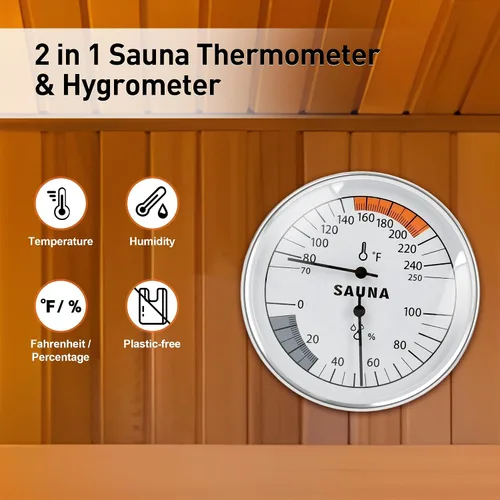 Miniatura 6 de Termómetro de sauna Fahrenheit e higrómetro 2 en 1 – Medidor preciso de temperatura de humedad interior, accesorios de sauna, medidor
