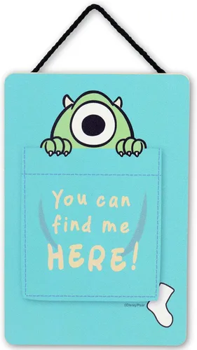 Disney Pixar Monsters, Inc. You Can Find Me Here - Cartel colgante de madera – Lindo cartel de Mike para dormitorio o guardería