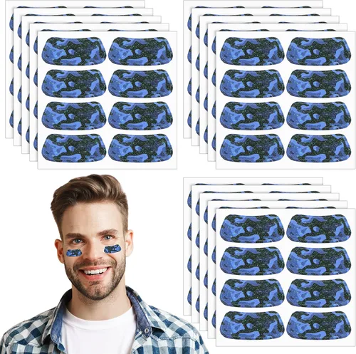 Miniatura 19 de Cholemy 120 pares de calcomanías negras de ojo a granel, calcomanías con purpurina de béisbol, fútbol, sóftbol, fiesta, accesorios para el día