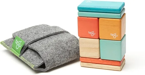 Miniatura 14 de Juego de bloques de madera magnéticos Tegu Pocket Pouch de 8 piezas, Blossom