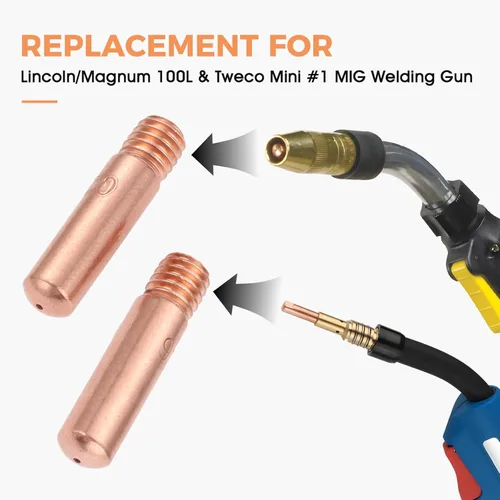 Miniatura 5 de 30 puntas de contacto de soldadura MIG 11-23 (0.023 pulgadas) de repuesto para pistola de soldadura Lincoln/Magnum 100L y Tweco Mini #1 MIG
