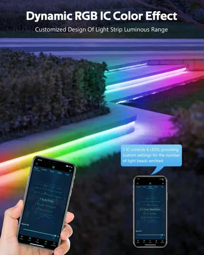 Miniatura 2 de Tira de luz LED inteligente de 100 pies, RGB IC, 1 rollo de 24 V, tira de luces LED direccionables para exteriores, impermeable, multicolor, luces
