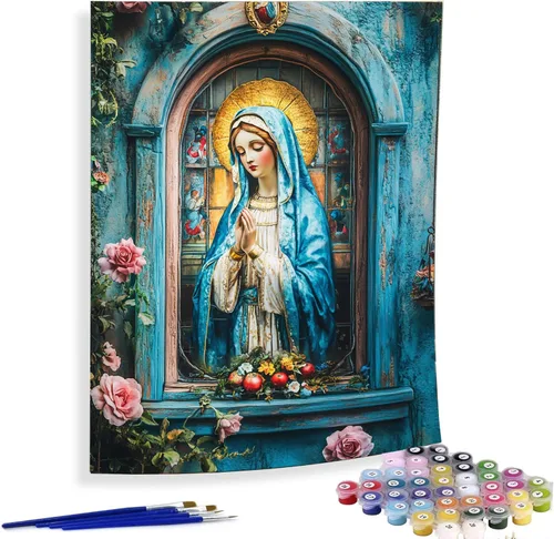 Miniatura 6 de Diymood Pintura por números para adultos, Navidad, pintura al óleo de muñeco de nieve, kits de pintura acrílica por números para niños, adultos