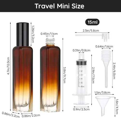 Miniatura 4 de Segbeauty Botella de perfume de viaje de 0.5 onzas líquidas, recargable, 2 atomizadores de perfume vacíos, dispensador de colonia portátil de 0.5