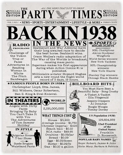 Miniatura 58 de Póster de cumpleaños 96 sin marco, periódico Back In 1930, regalos de feliz cumpleaños 96 para hombres y mujeres, vintage, retro, nacido en 1930