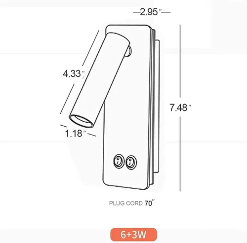 Miniatura 7 de Luces LED de pared de lectura para dormitorio, lámpara de pared nocturna con luz de fondo, apliques de pared ajustables con cable enchufable, Blanco